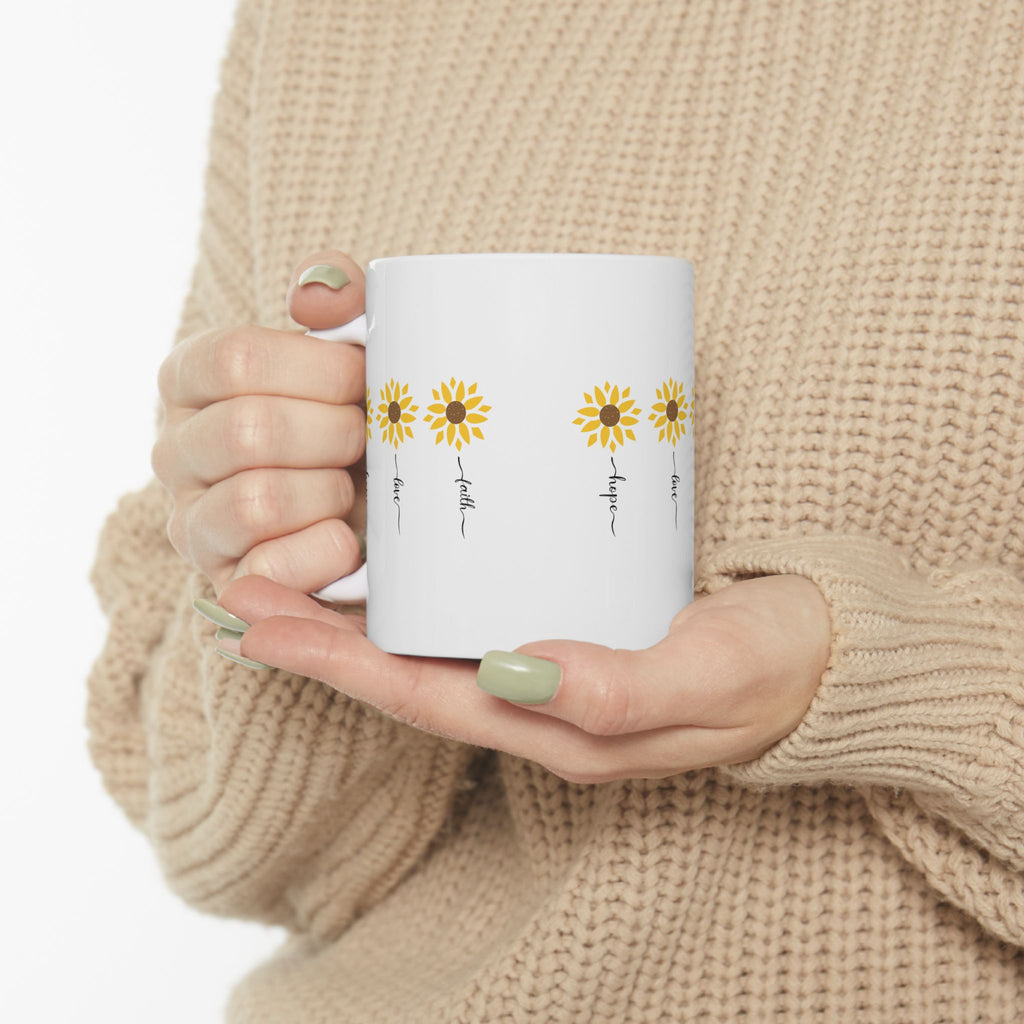 Sunflower Hope Ceramic Mug Inspirational Cup