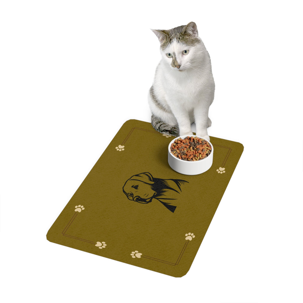 Dog Silhouette Pet Food Mat (12x18) – Paw Print Accent, Non-Slip Feeding Placemat