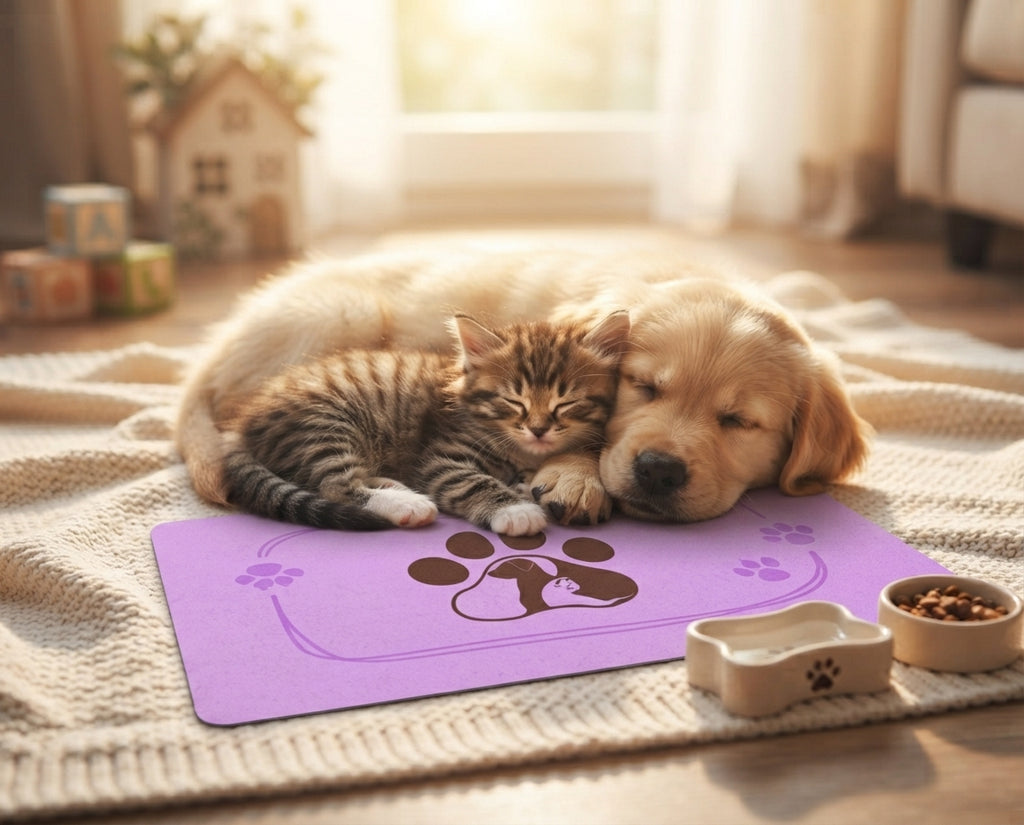Lovely Comfy Pet Food Mat 12x18 Non-Slip Bowl Mat for Cats and Dogs
