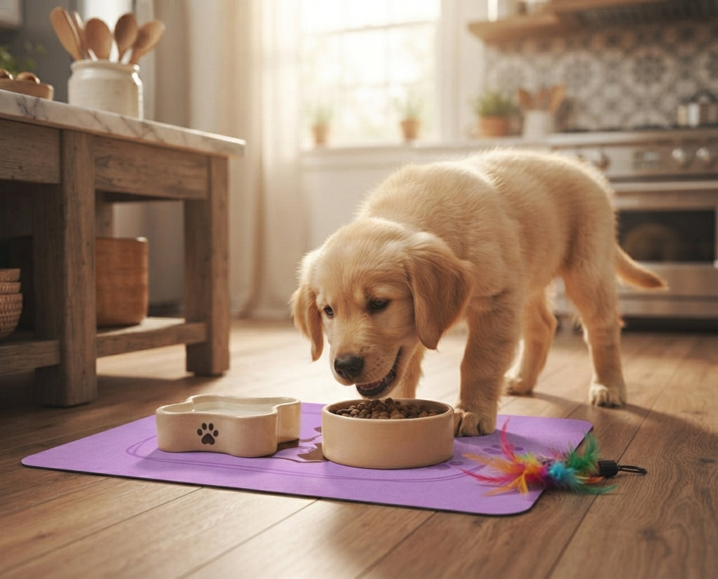 Lovely Comfy Pet Food Mat 12x18 Non-Slip Bowl Mat for Cats and Dogs