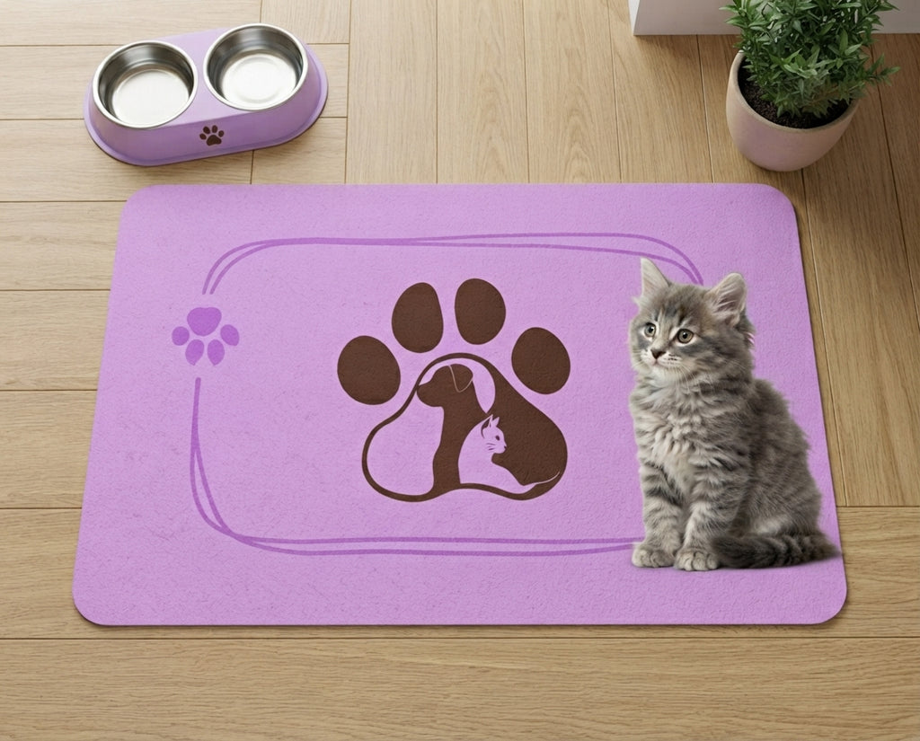 Lovely Comfy Pet Food Mat 12x18 Non-Slip Bowl Mat for Cats and Dogs