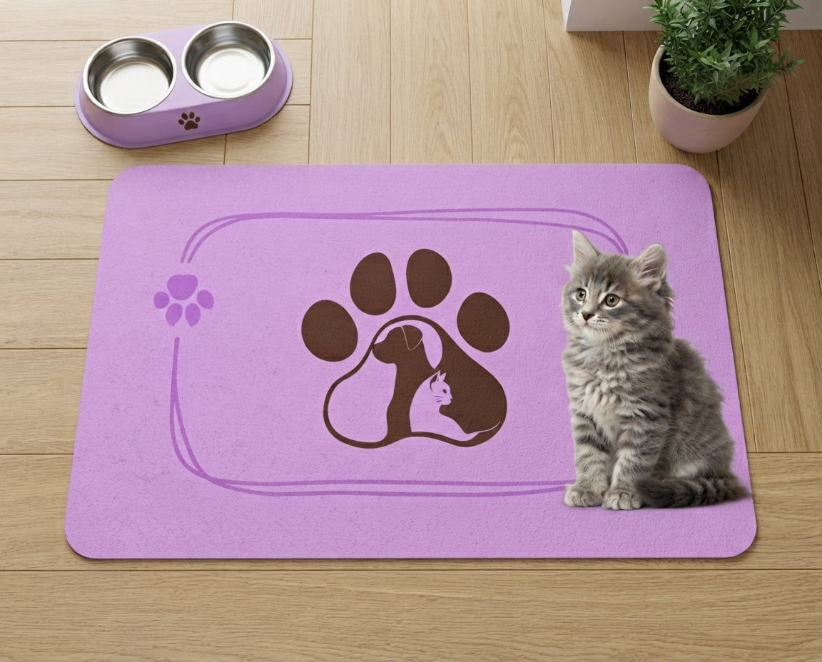 Lovely Comfy Pet Food Mat 12x18 Non-Slip Bowl Mat for Cats and Dogs