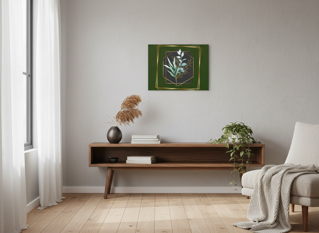 Botanical Gold Frame Wall Art Canvas Matte Canvas Stretched