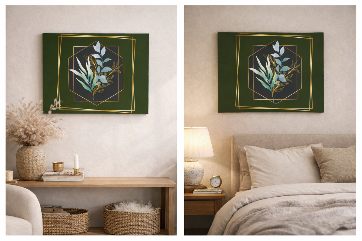 Botanical Gold Frame Wall Art Canvas Matte Canvas Stretched