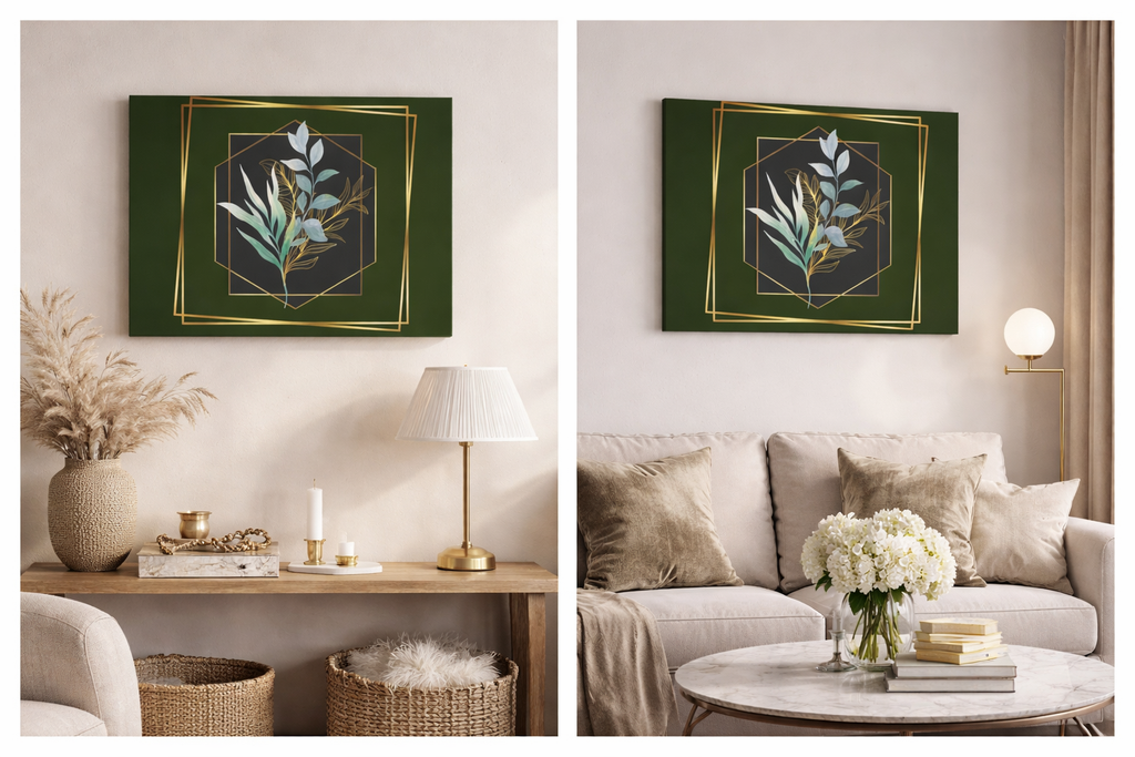 Botanical Gold Frame Wall Art Canvas Matte Canvas Stretched