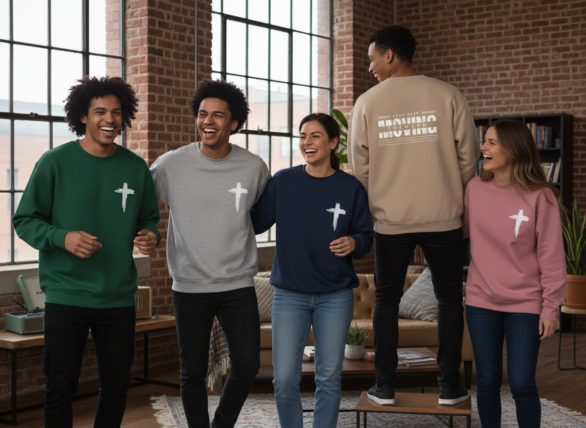 Cross Chest | Moving Forward Sweatshirt | Inspirational Christian Crewneck