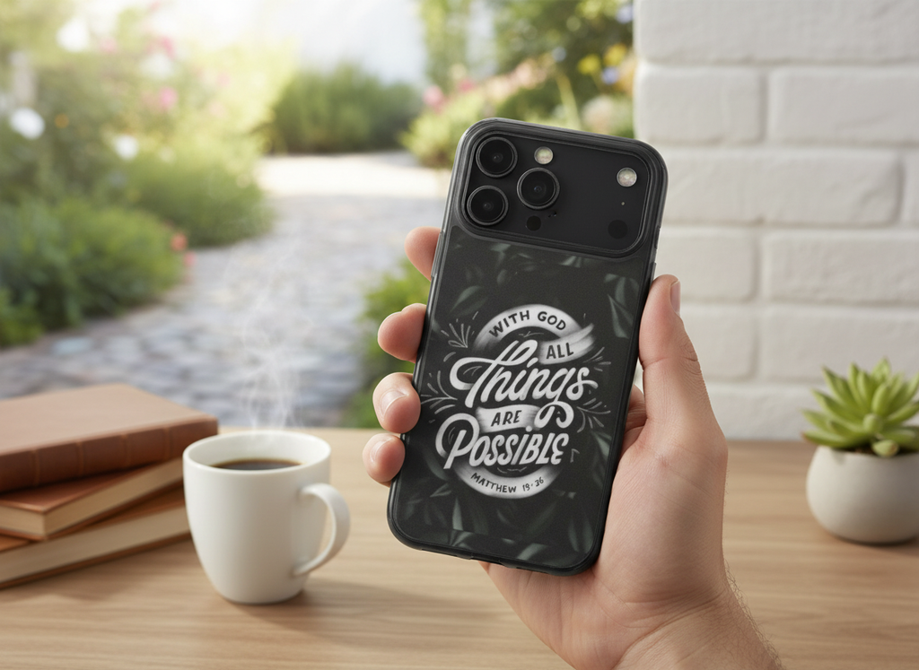 With God All Things Are Possible Phone Case Clear Impact-Resistant Christian Design