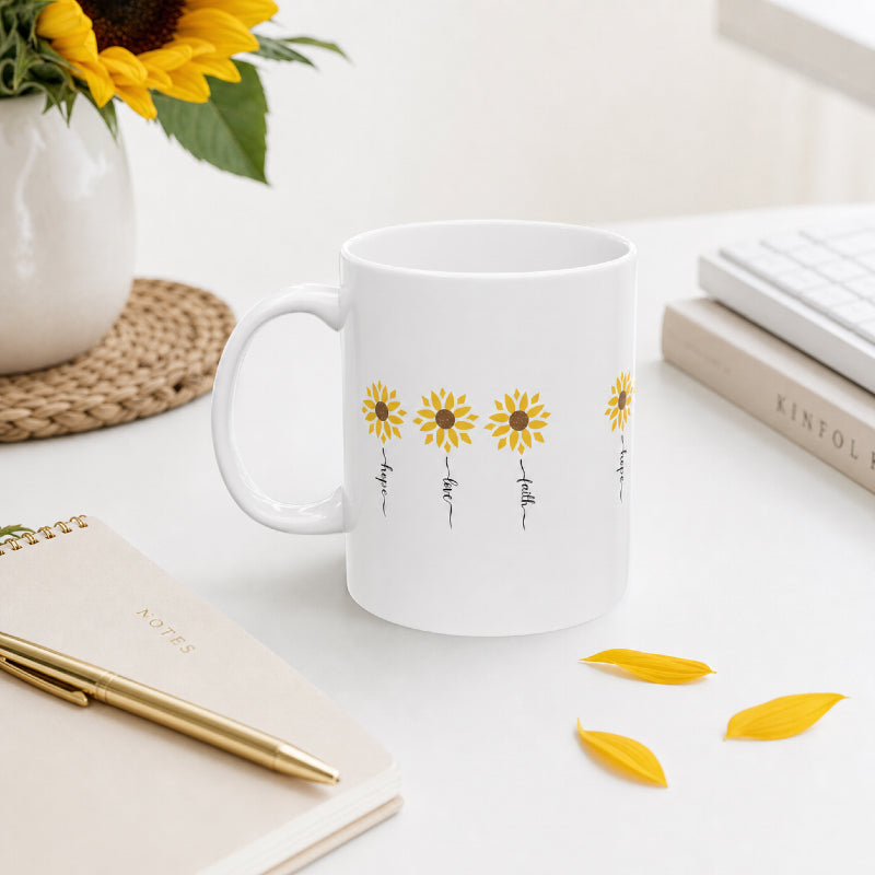Sunflower Hope Ceramic Mug Inspirational Cup