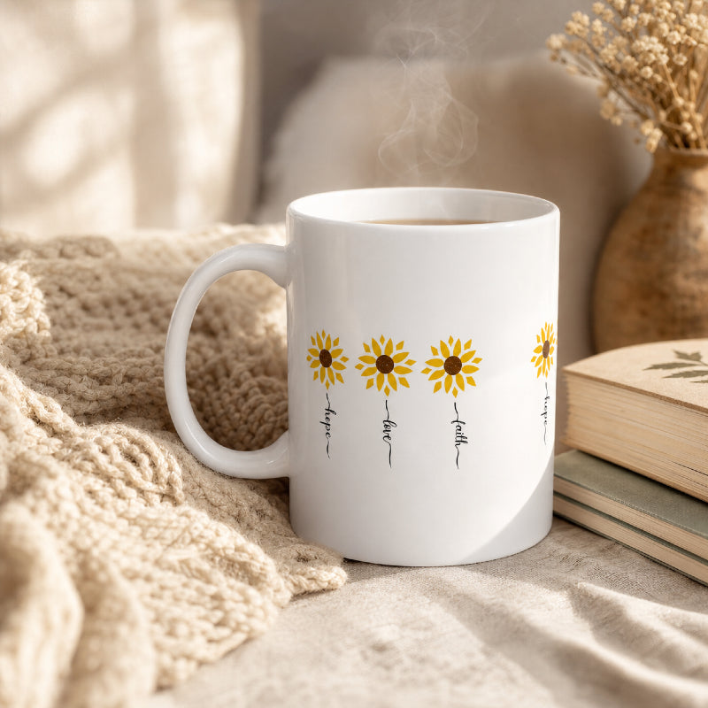 Sunflower Hope Ceramic Mug Inspirational Cup