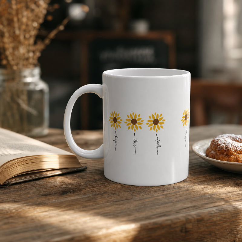 Sunflower Hope Ceramic Mug Inspirational Cup