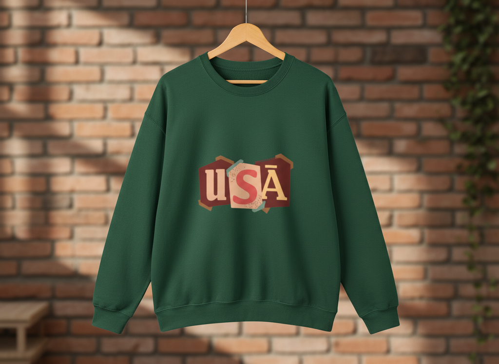 USA Graphic Crewneck Sweatshirt Patriotic Design