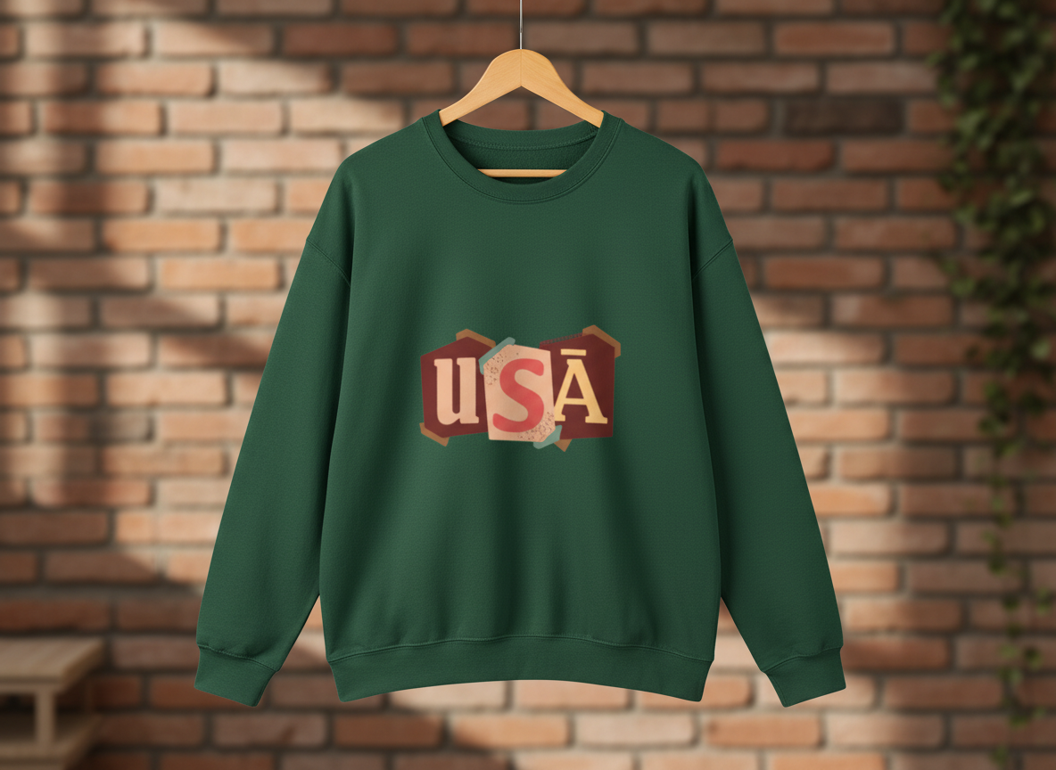 USA Graphic Crewneck Sweatshirt Patriotic Design