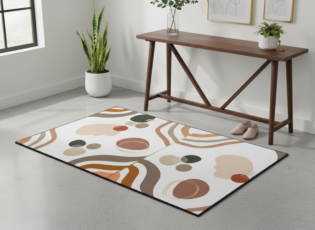 Abstract Elegant Earth Tone Shapes Floor Mat | Mid Century Modern Doormat