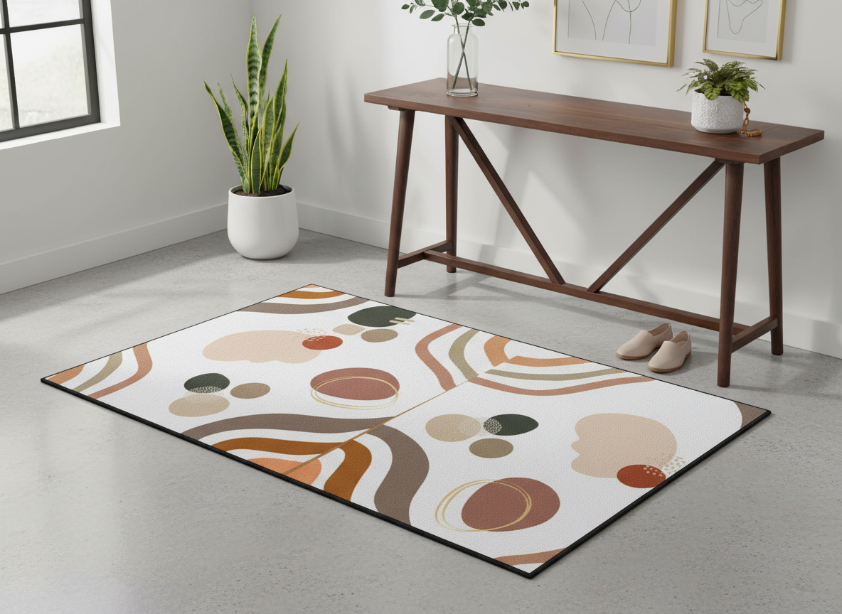 Abstract Elegant Earth Tone Shapes Floor Mat | Mid Century Modern Doormat