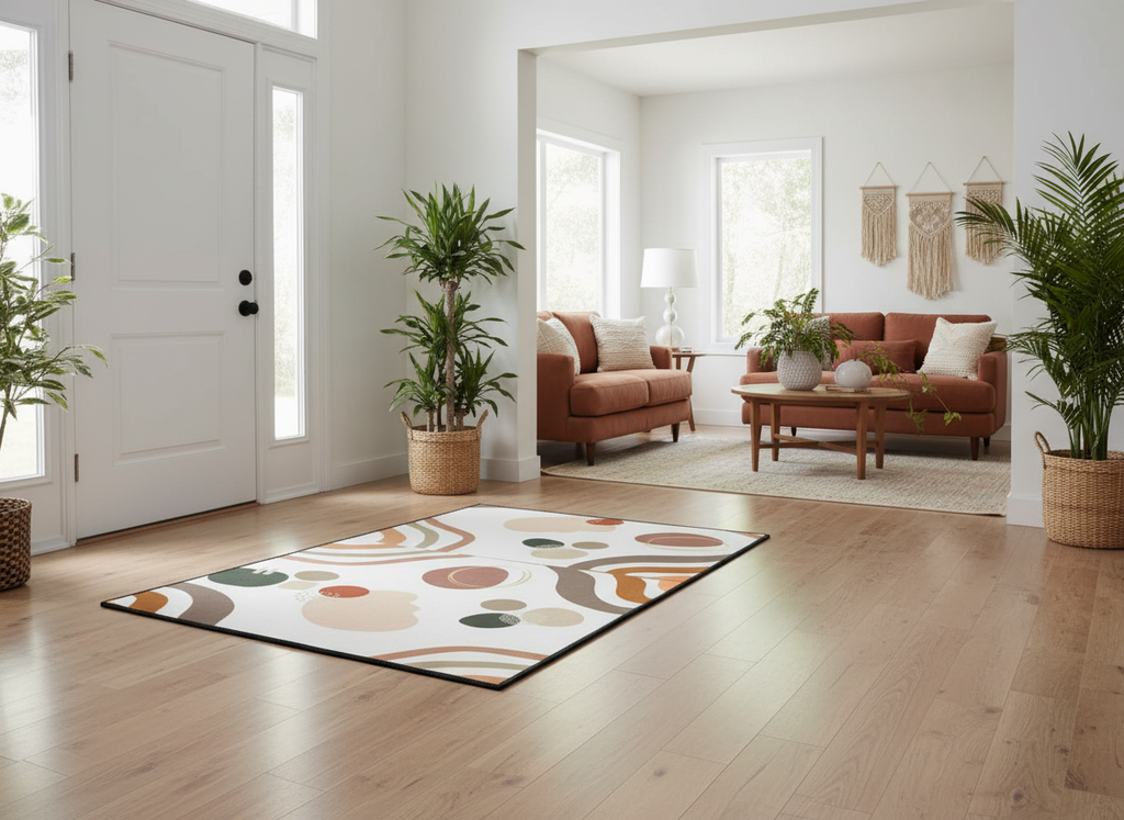 Abstract Elegant Earth Tone Shapes Floor Mat | Mid Century Modern Doormat