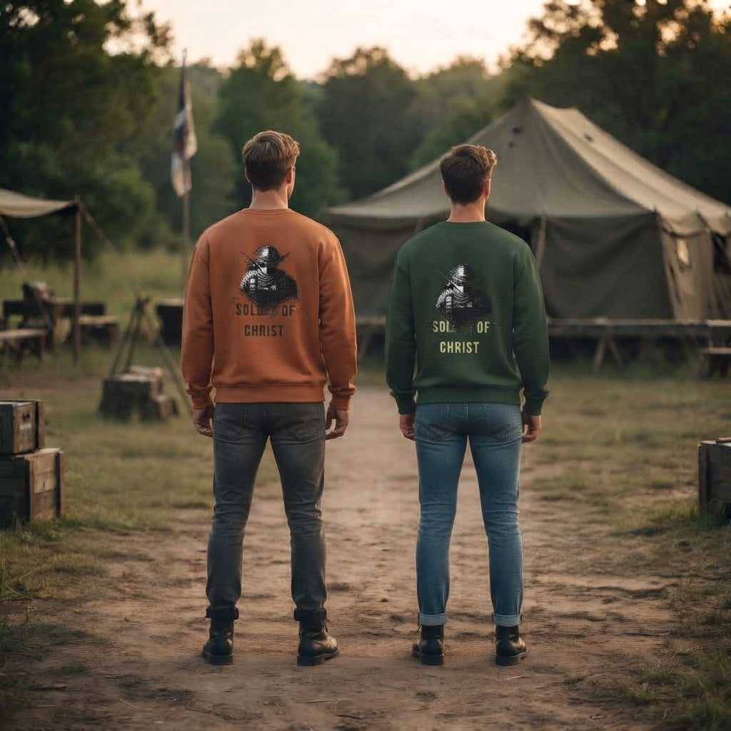 Soldier of Christ Sweatshirt | Christian Military Cross Design