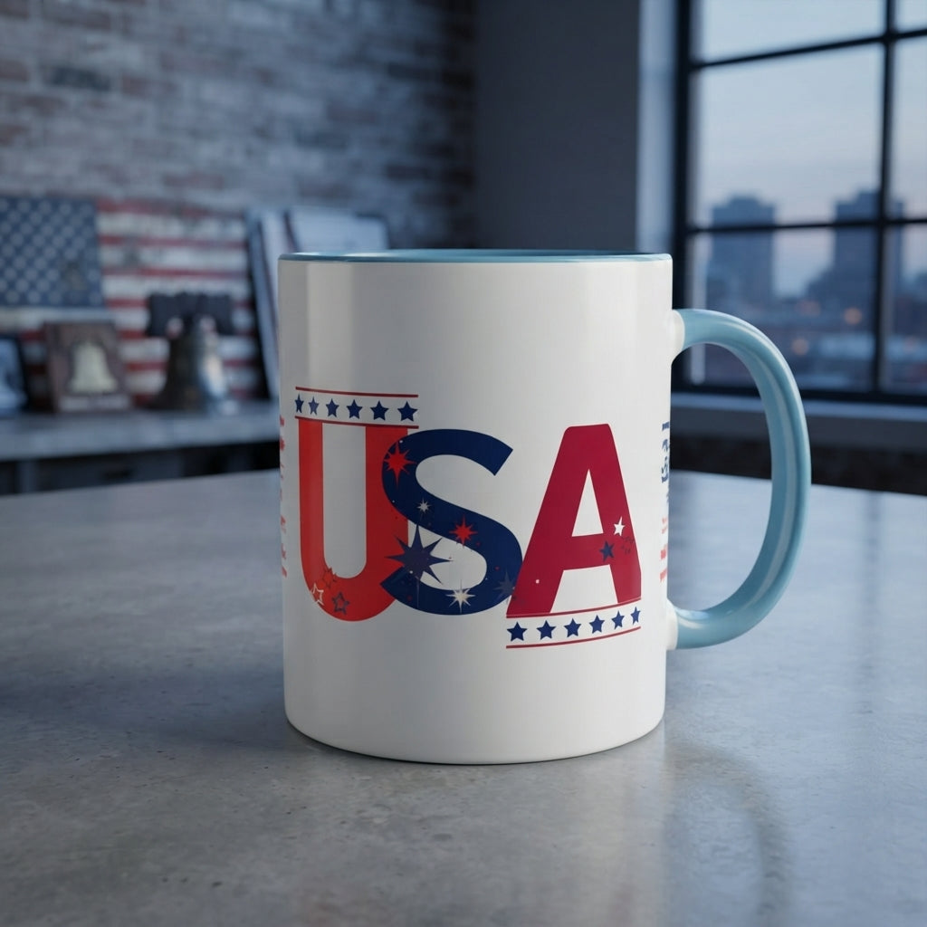 USA Flag Design Coffee Mug (11oz) Patriotic Stars Stripes