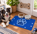 Blue Paw Print Lovely Pet Food Mat (12x18) — Non-Slip Feeding Placemat for Dogs & Cats