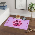 Pink Leopard Paw Pet Food Mat (12x18) – Cute Non-Slip Feeding Placemat for Cats & Small Dogs