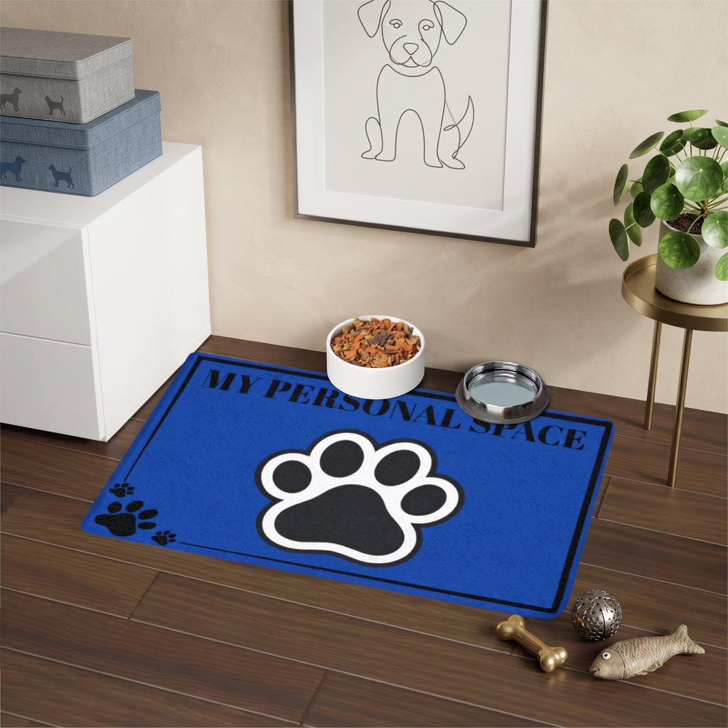 Lovely Pet Food Mat - "My Personal Space" Paw Print 12x18 Feeding Mat