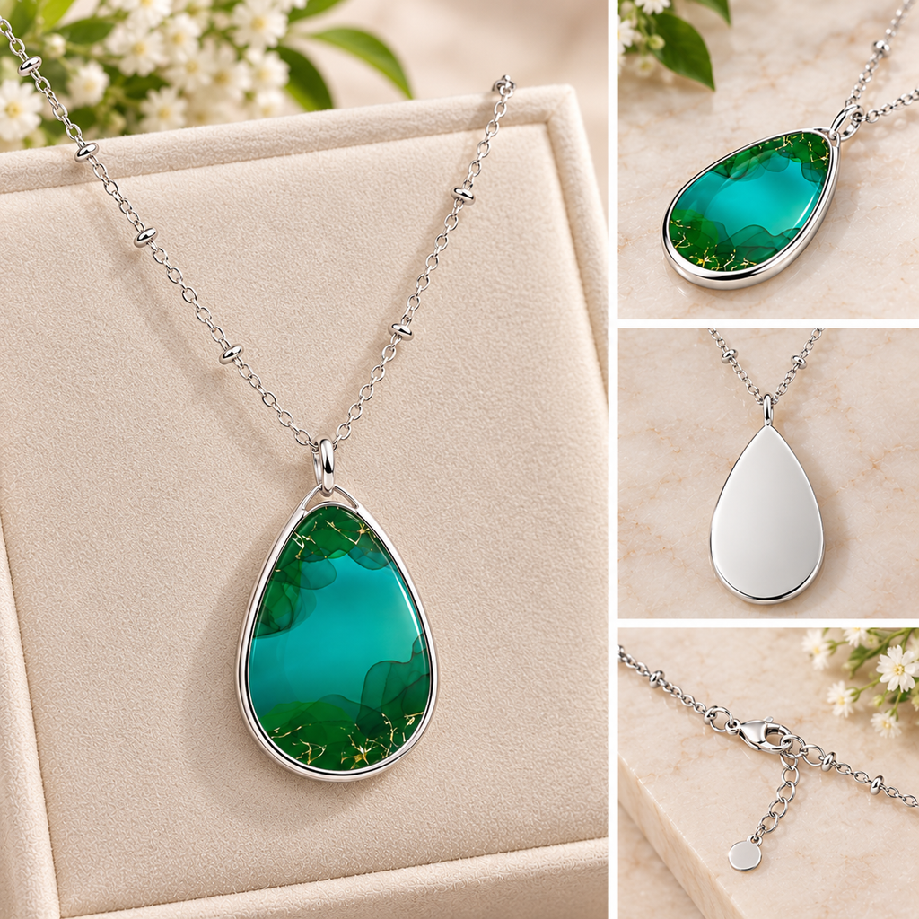 Elegant Emerald-Inspired Teardrop Pendant Necklace