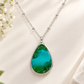Elegant Emerald-Inspired Teardrop Pendant Necklace