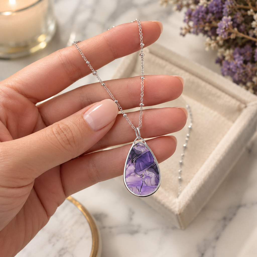 Elegant Purple Oval Necklace - Stylish Jewelry for Women