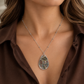 Elegant Agate-Print Oval Pendant Necklace