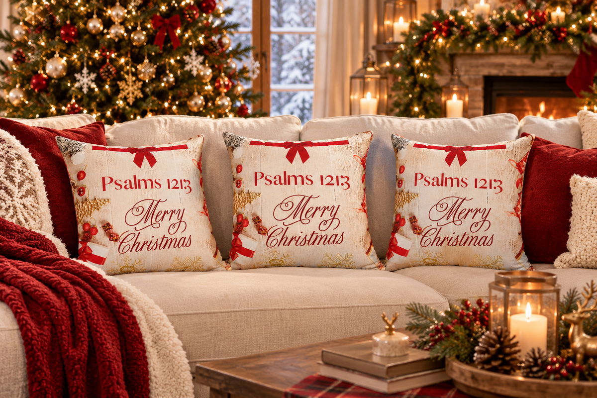 Psalms 121:3 Merry Christmas Decorative Pillow