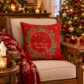 Christmas Wreath Decorative Pillowcase — "Merry Christmas" My King Has Been Born" Pillow Cover