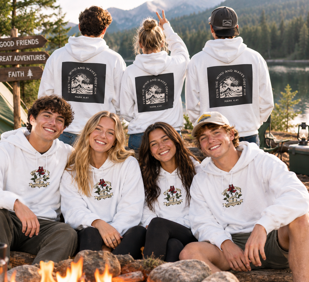 Biblical Wave Hoodie – 'Even the wind and waves obey Him' Christian Pullover sweatshirt