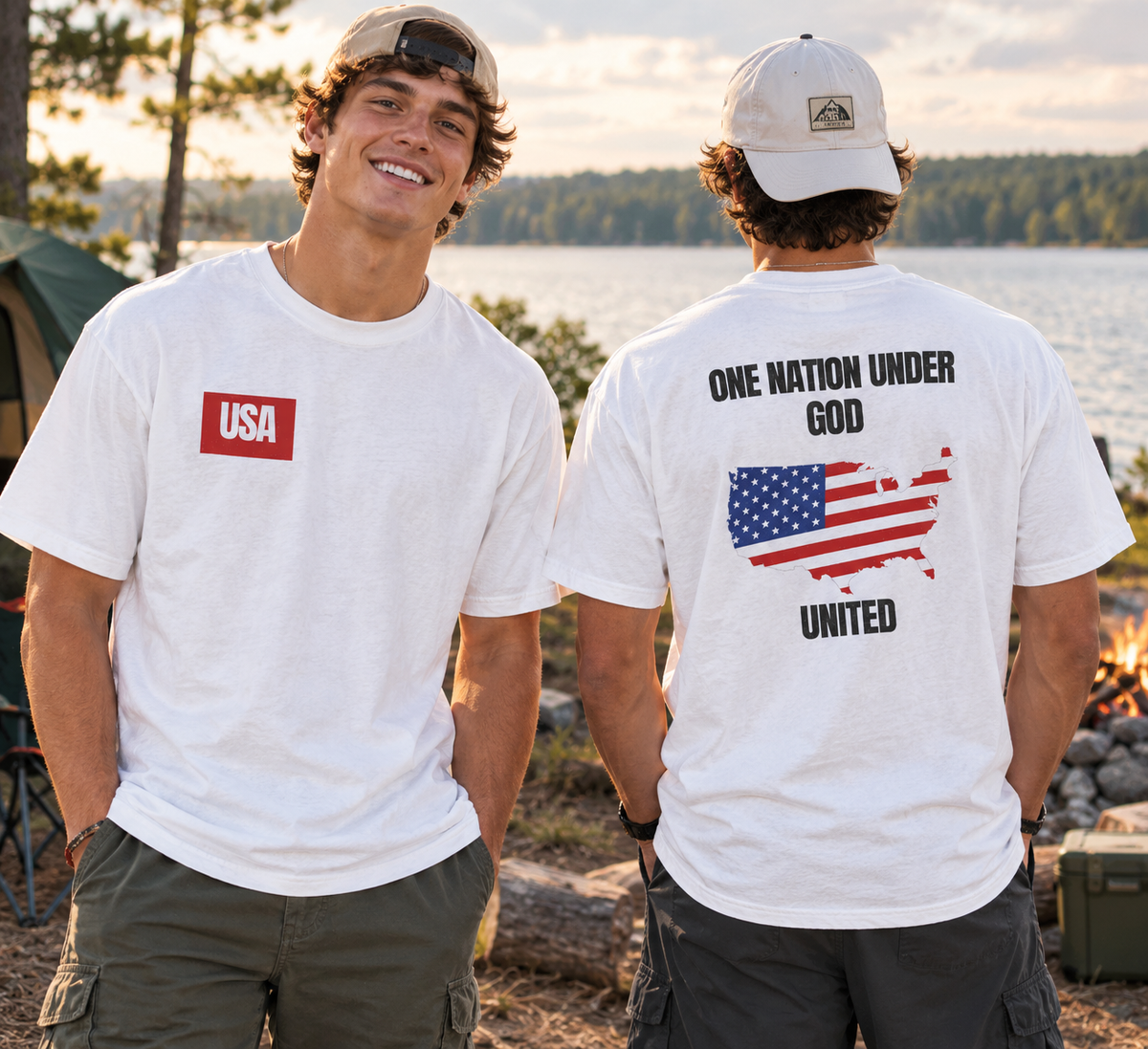 USA T-Shirt — "One Nation Under God" Patriotic Tee