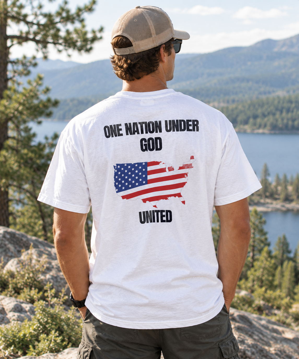 USA T-Shirt — "One Nation Under God" Patriotic Tee