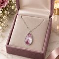 Elegant Rose Marble-Print Oval Pendant Necklace