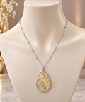 Elegant Gold Swirl-Print Teardrop Pendant Necklace