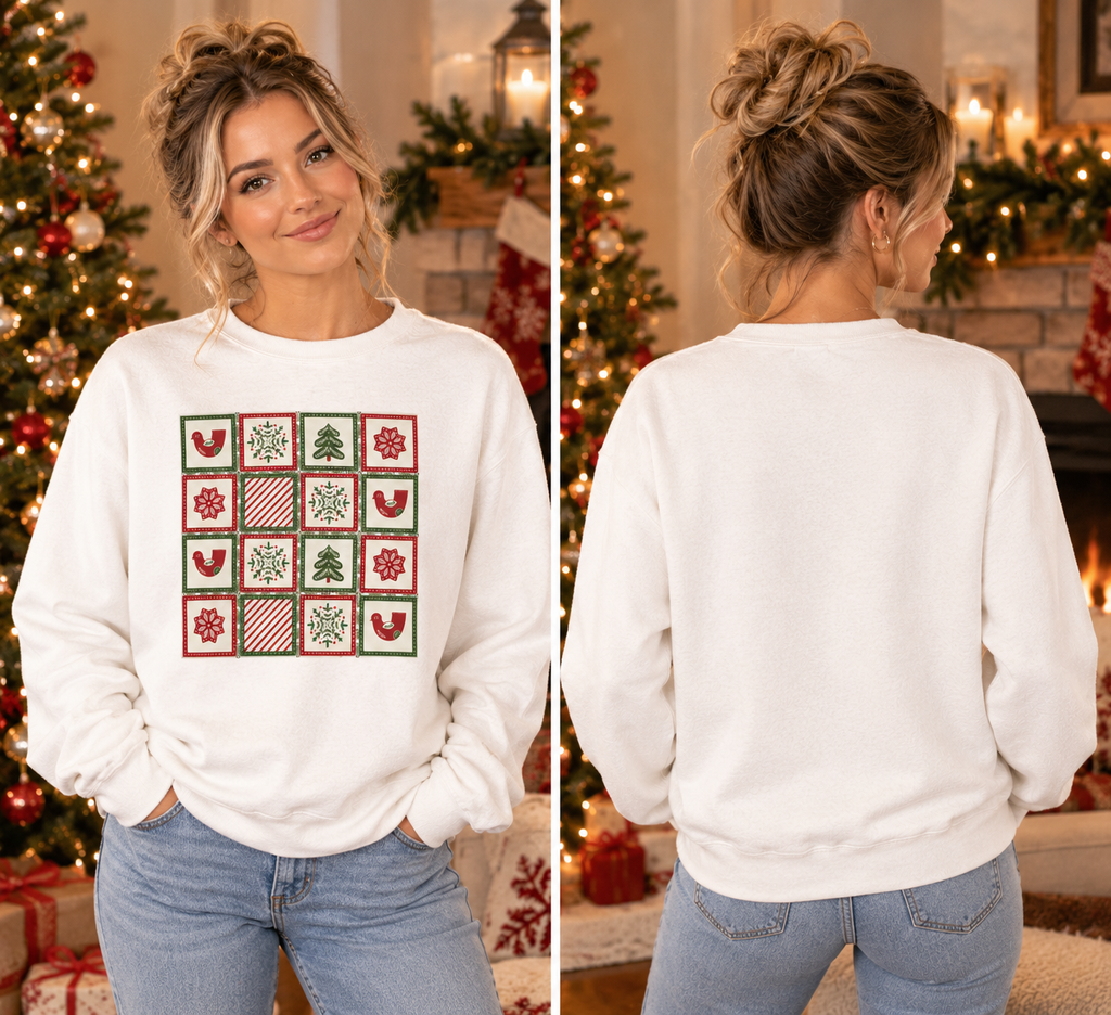Christmas Patchwork Sweatshirt — Vintage Holiday Design