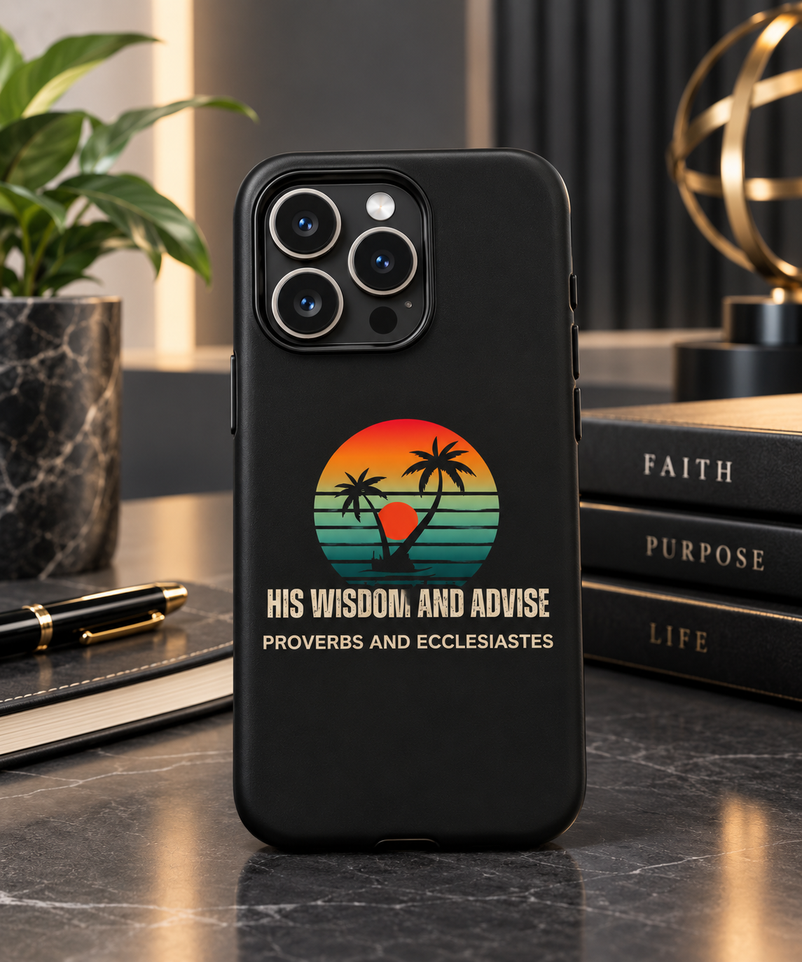 Christian Sunset Phone Case — "His Wisdom and Advise" (Proverbs & Ecclesiastes)