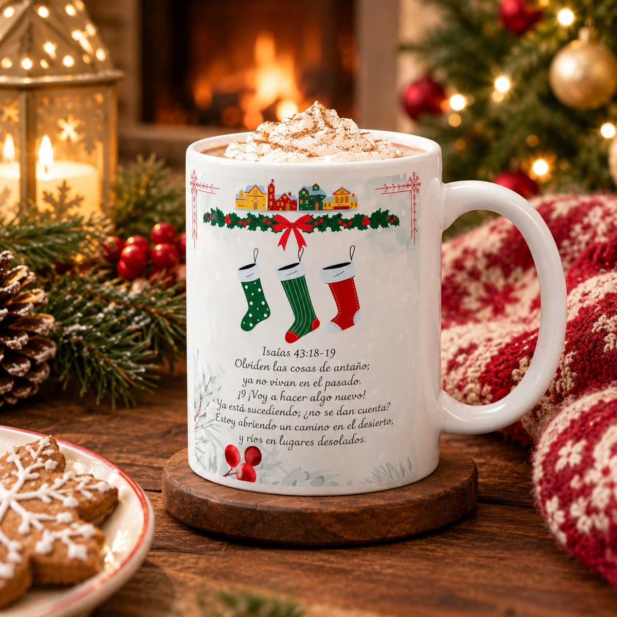 Christmas Bible Verses Ceramic Mug (11oz) — Holiday Holly & Snow Design