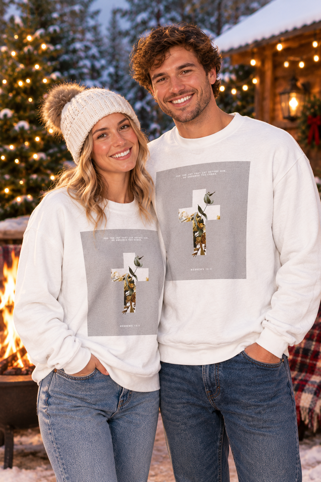 Faith Cross Crewneck Christian Sweatshirt - Hebrews Verse