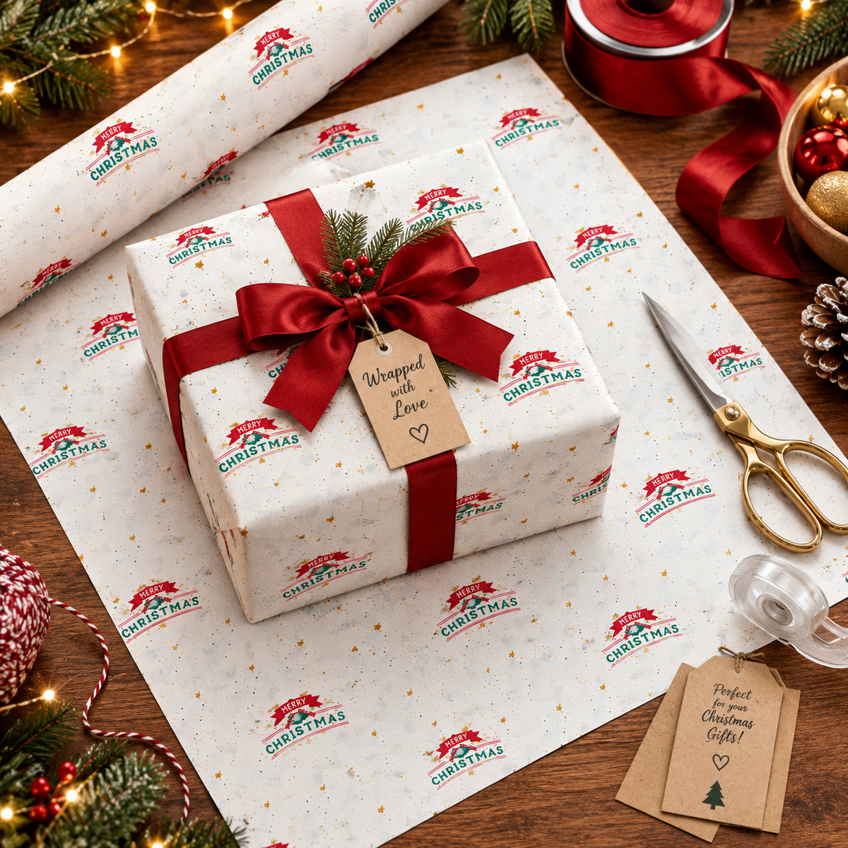 Christmas Santa Sack Wrapping Paper – Festive Red & Green Gift Wrap