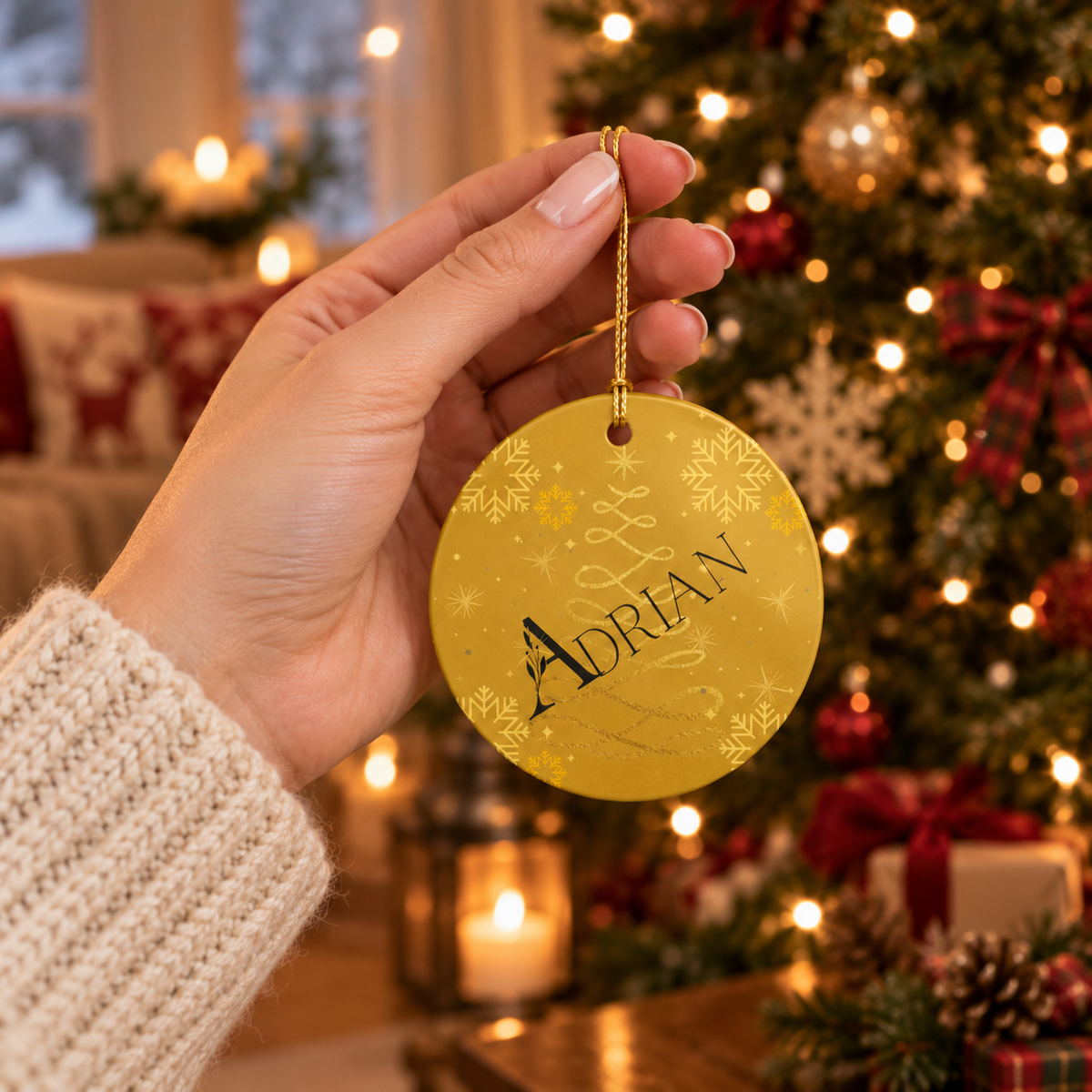 Holiday Ceramic Ornament Personalized "Adrian" Christmas Decoration