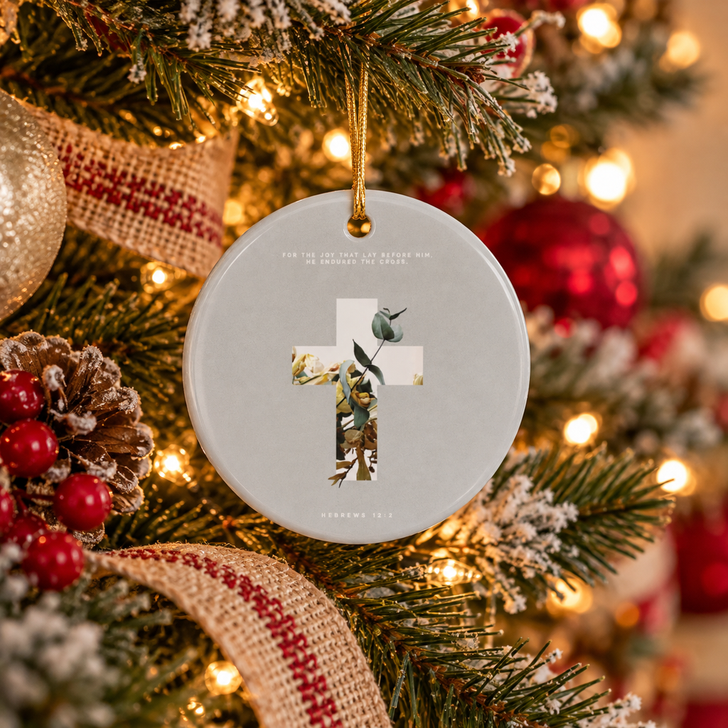 Faith Cross Ceramic Ornament — Christian Holiday Decoration