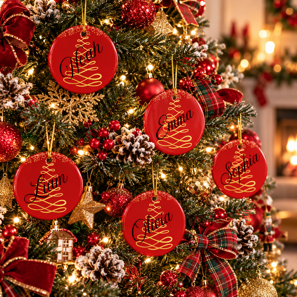 Personalized Christmas Ceramic Ornament - Holiday Decoration