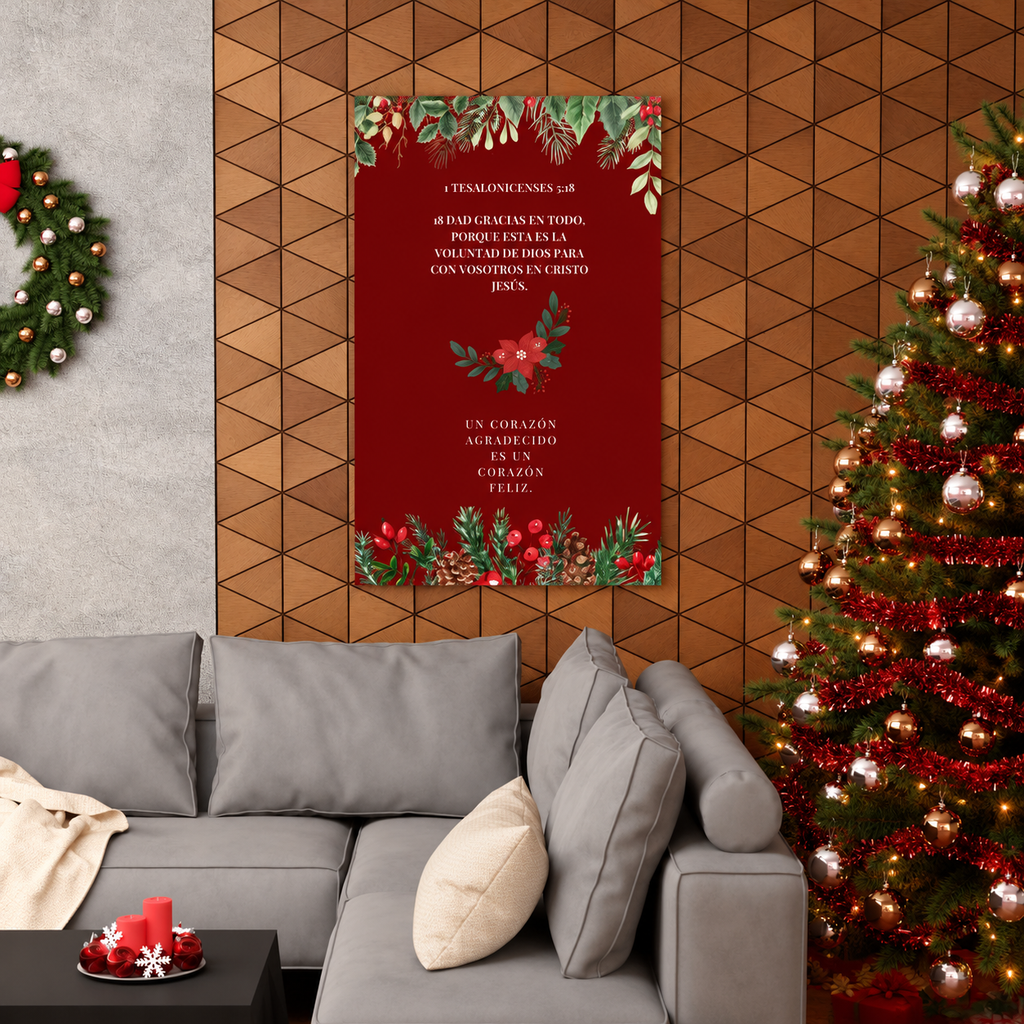 Christmas Bible Verse Poster — "Dad Gracias en Todo..." Matte Vertical Holiday Wall Art