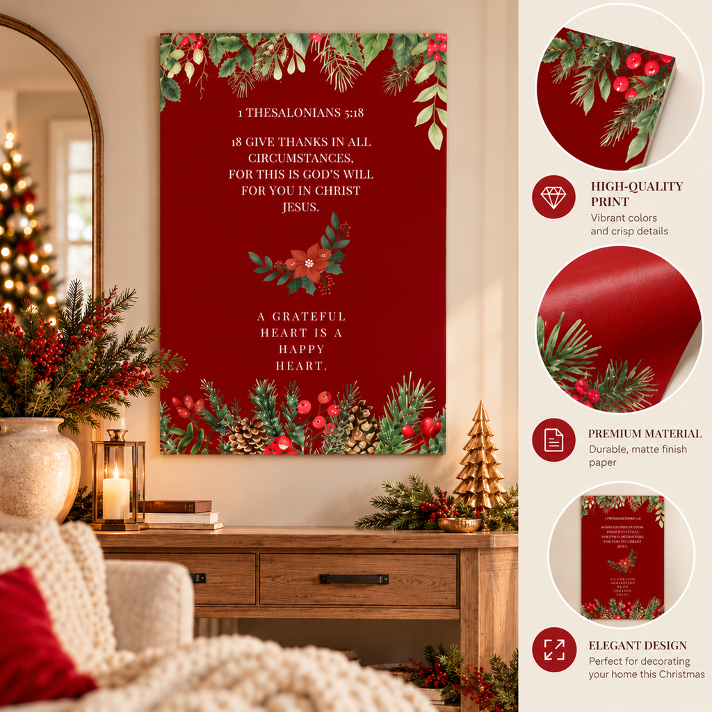 Christmas Bible Verse Poster — "Dad Gracias en Todo..." Matte Vertical Holiday Wall Art