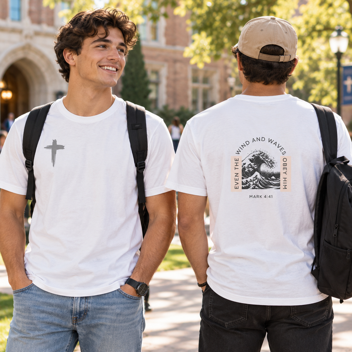 Christian Wave Graphic T-Shirt — (Mark 4:41)