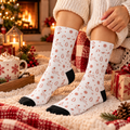 Cozy Gingerbread Pattern Cushioned Crew Socks – Holiday Baking & Winter Treats Design
