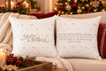 Christmas Throw Pillow - 'Merry Christmas' Gold Script with Psalm 23 Verse, Festive Star Pattern