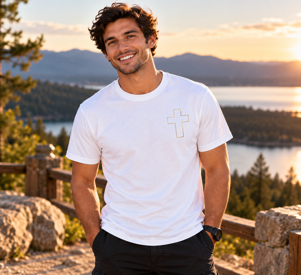 Christian 'Never Give Up' Tee — Stay Strong Cross T-Shirt