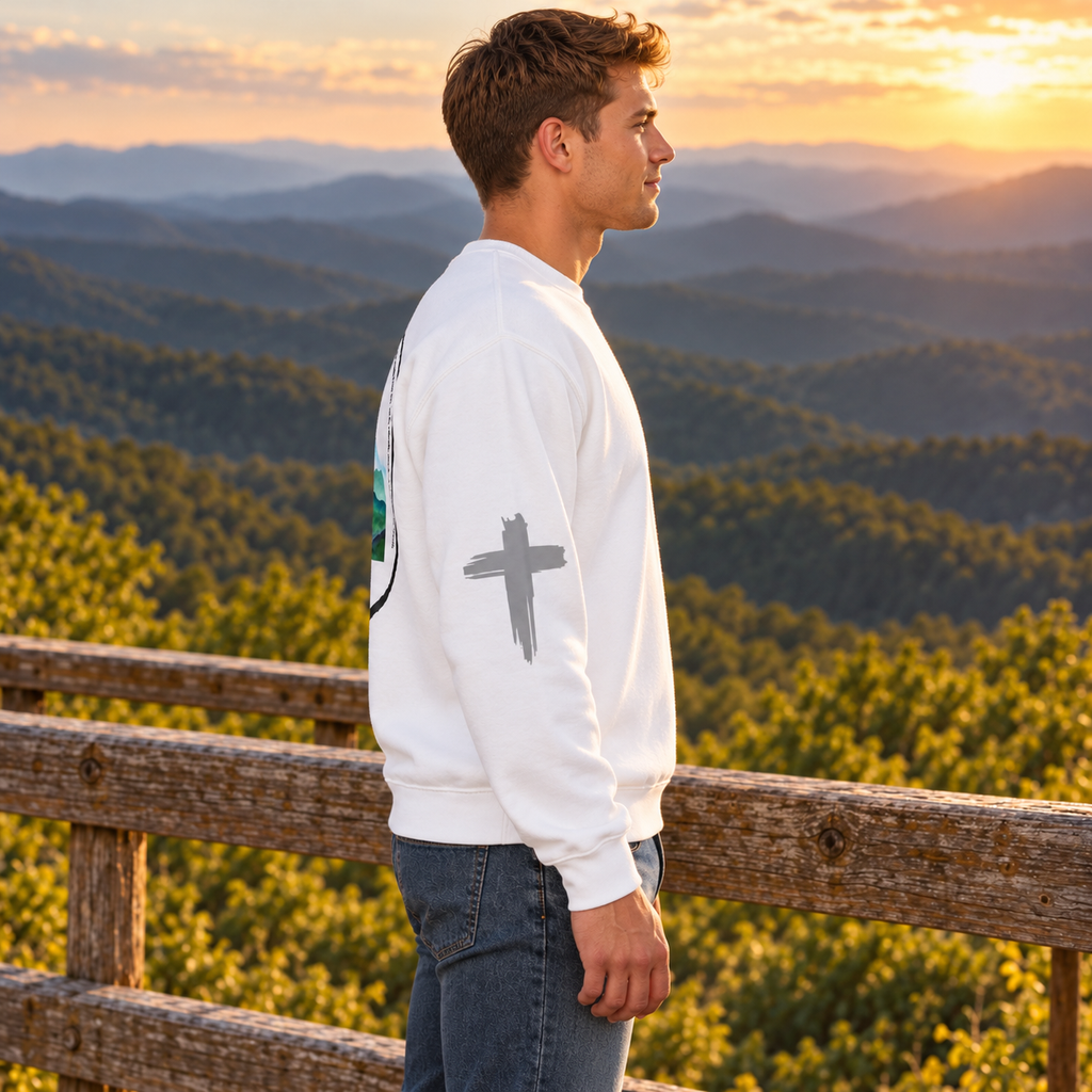 Faith Mountain Landscape Crewneck Sweatshirt Psalms 121